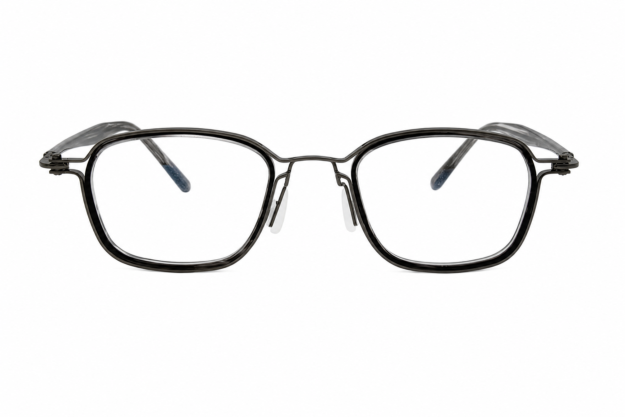 150mm Wide Fit Rectangle Titanium Glasses for Big Heads - Gray-Front View